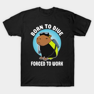 Born to dive forced to work Capybara Scuba Diver Costume T-Shirt